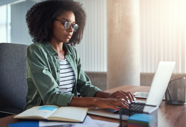 woman on computer