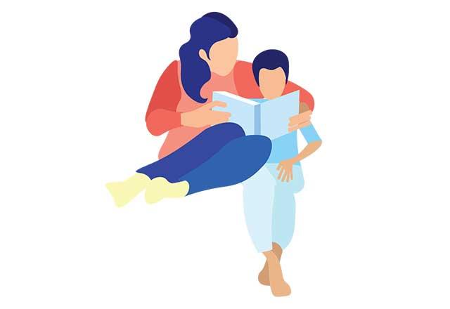 Mother reading to child graphic