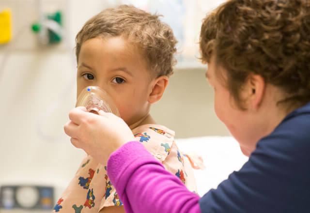 child receiving oxygen