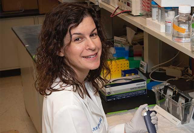 Dr. Kathryn Lemberg in her lab.