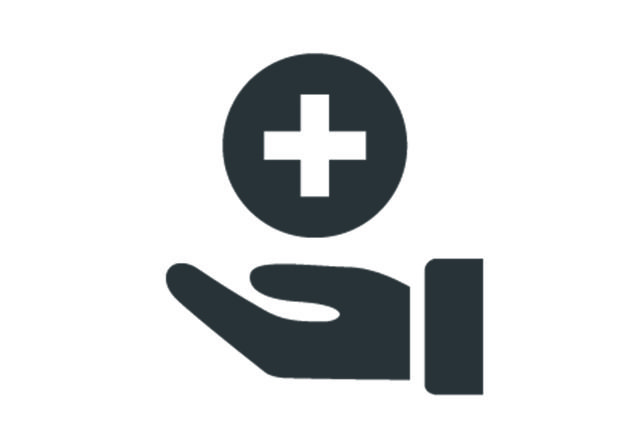 icon of hand holding medical symbol