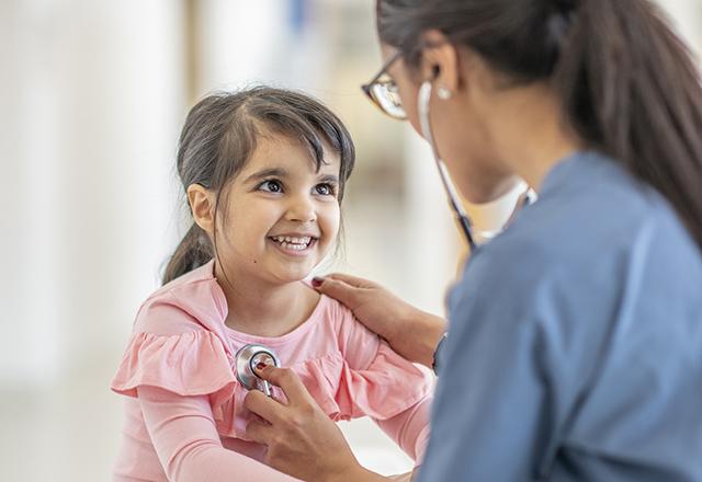 little girl going in for a clinical visit