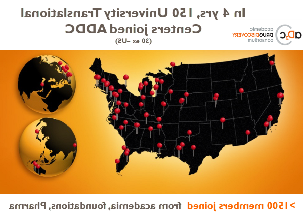 united states map with pins showing academic drug discovery consortium members location